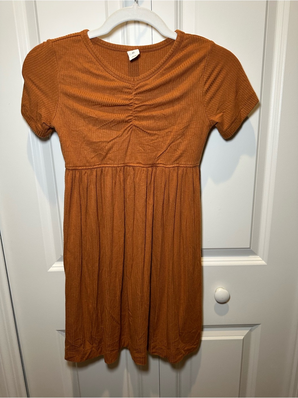 kate quinn Camel Short Sleeve V‑Neck Dress Modal Size 8Y